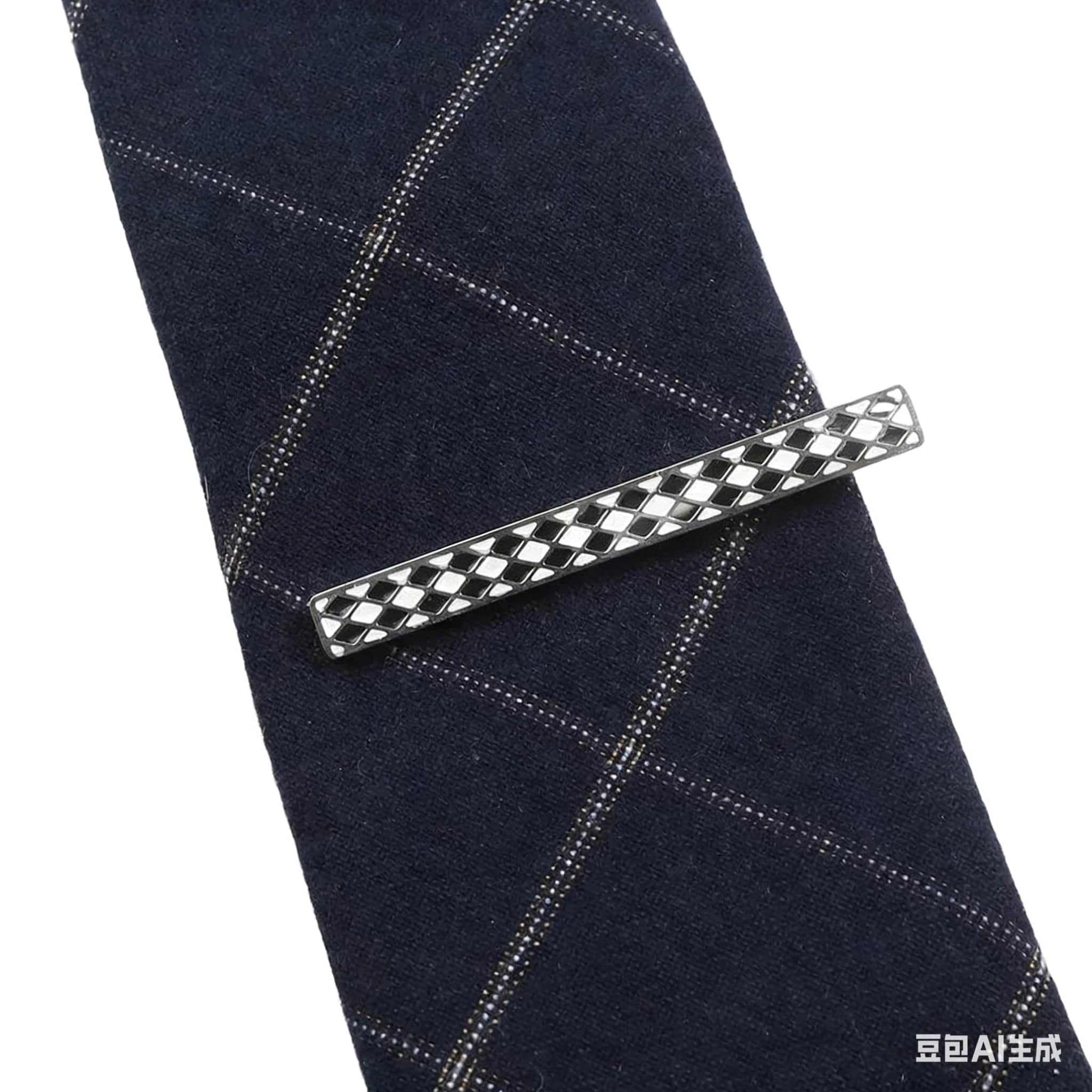 Silver Black Lattice Tie Bar