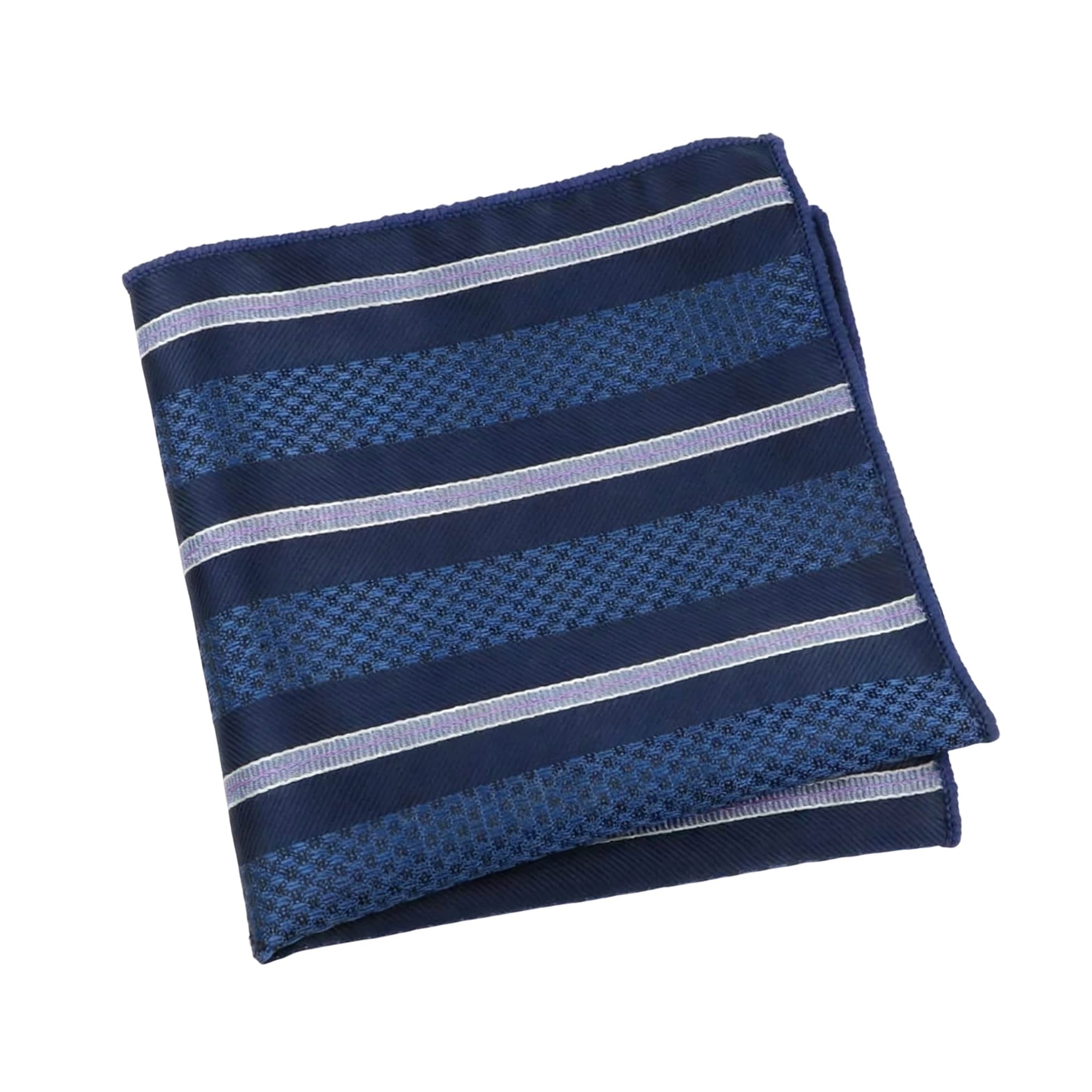 Navy Blue White Striped Pocket Square