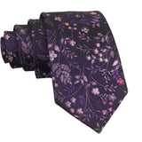 Navy Blue Pink Floral Necktie