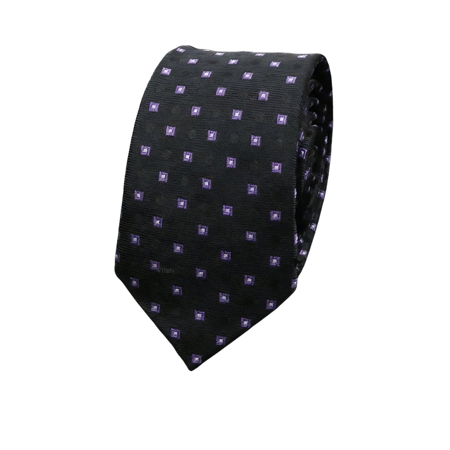 Black Necktie With Purple Small Squares
