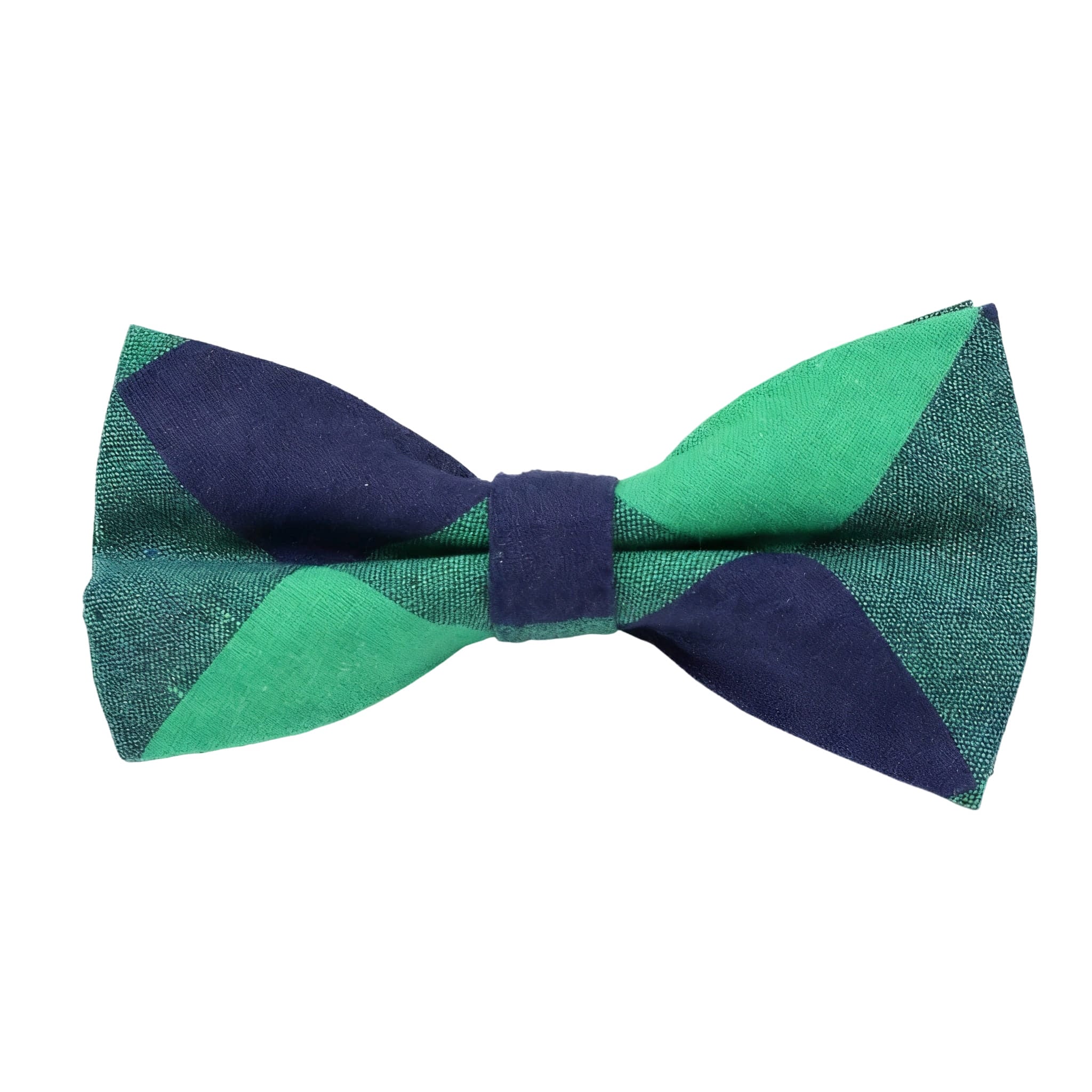 Green Navy Plaid Bow Tie