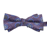 Brown Blue Floral Bowtie