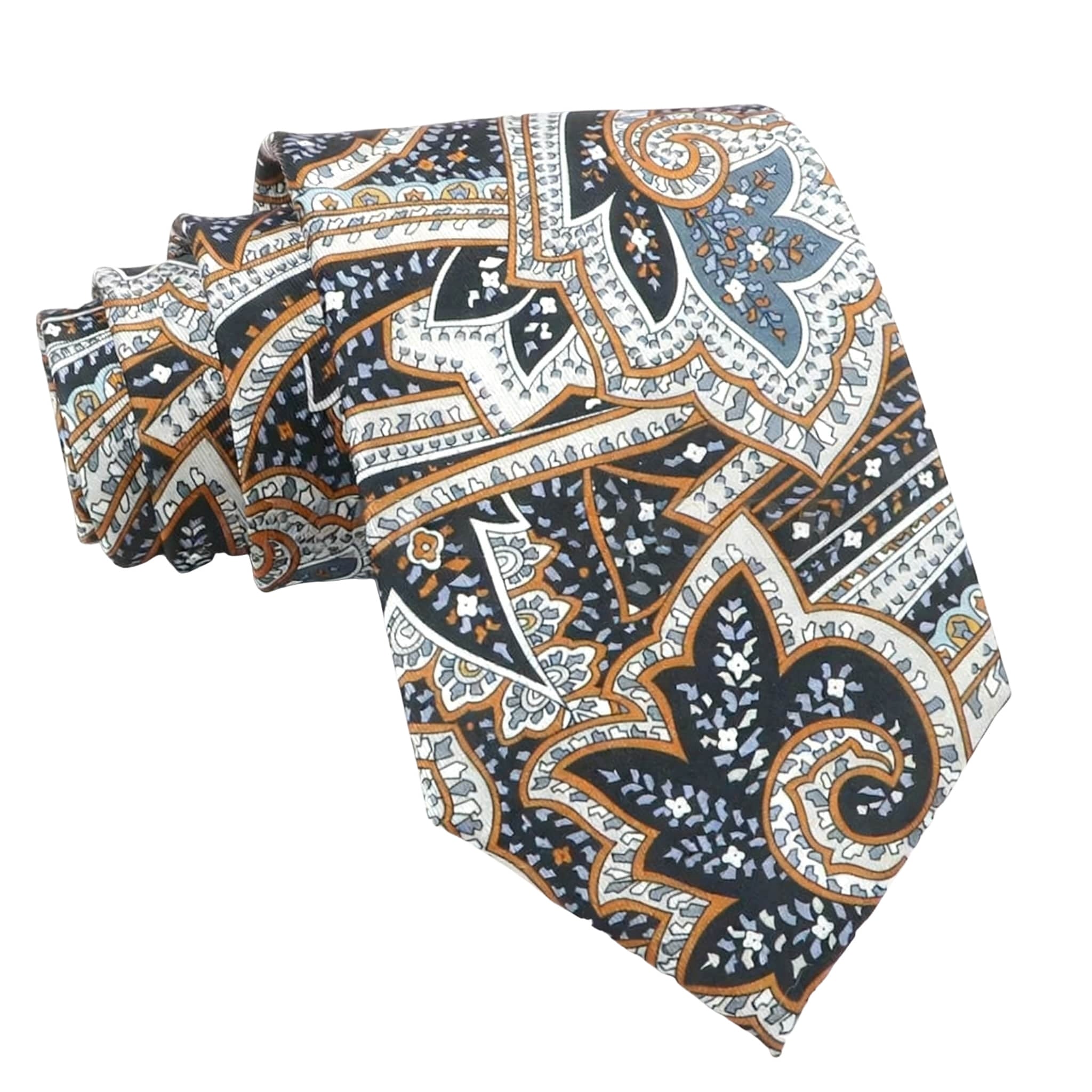 Black Orange Paisley Necktie