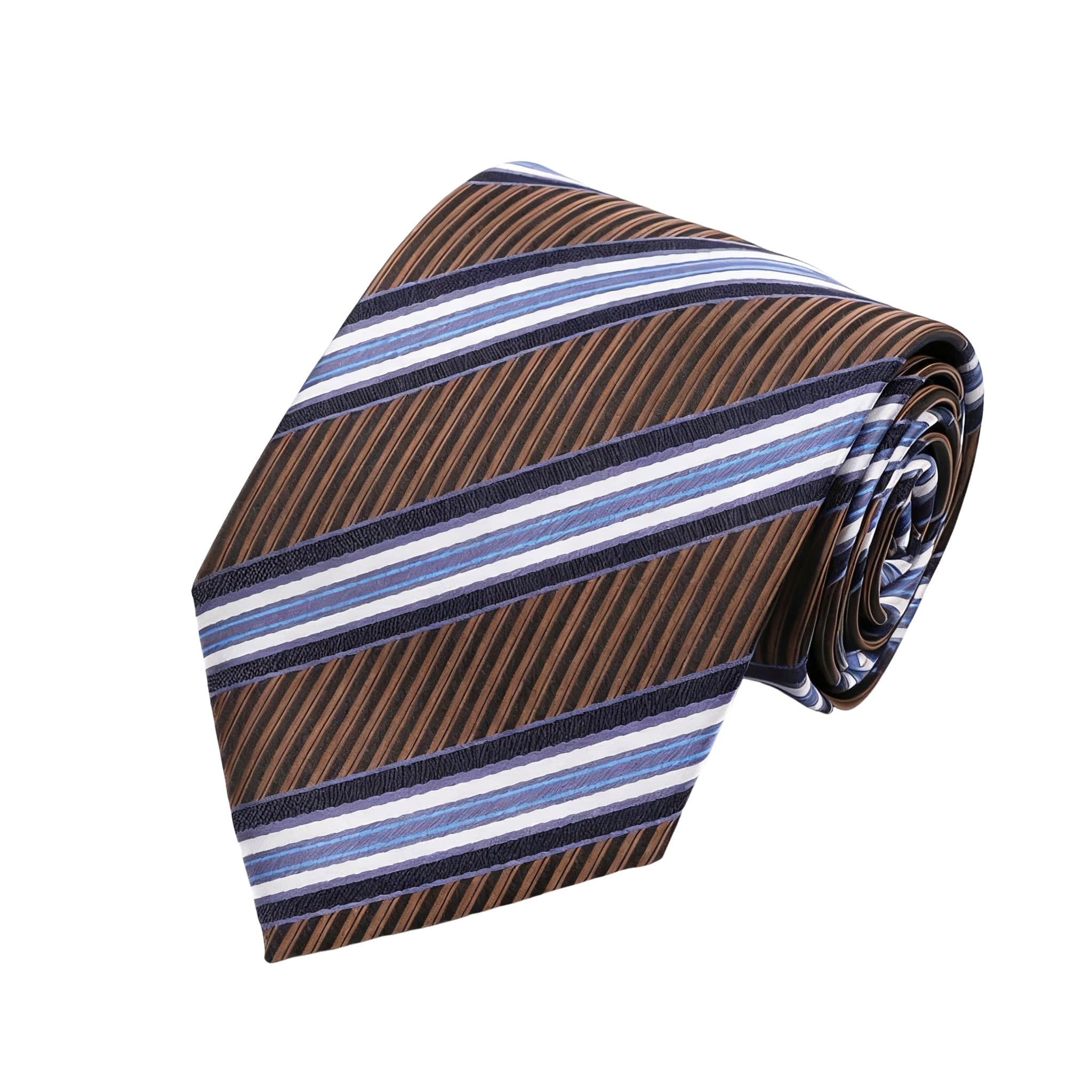 Brown Blue Striped Necktie