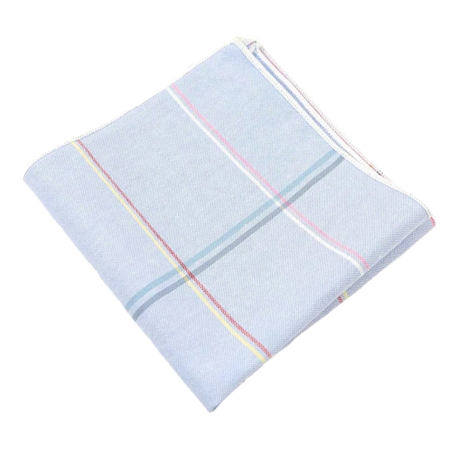 Light Blue With Multicolor Plaid Pocket Square