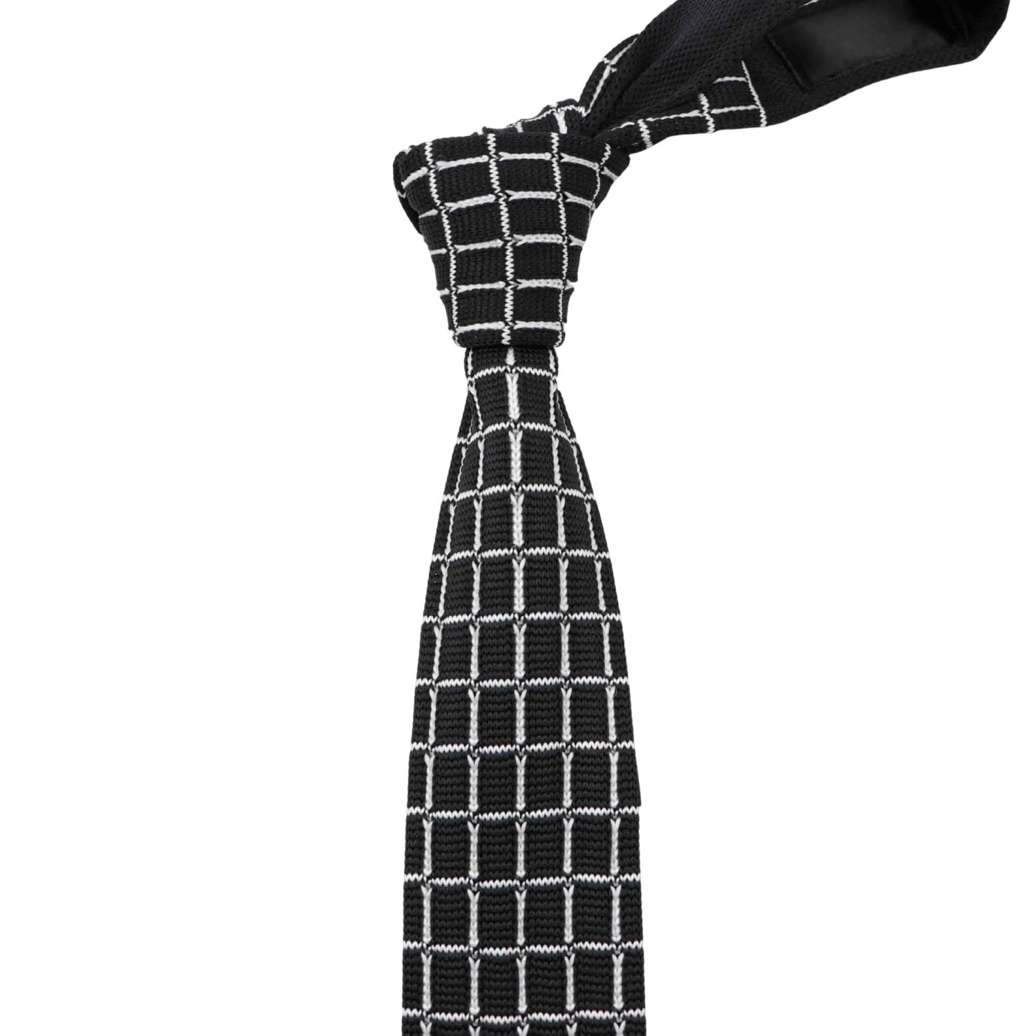 Black With White Grid Necktie