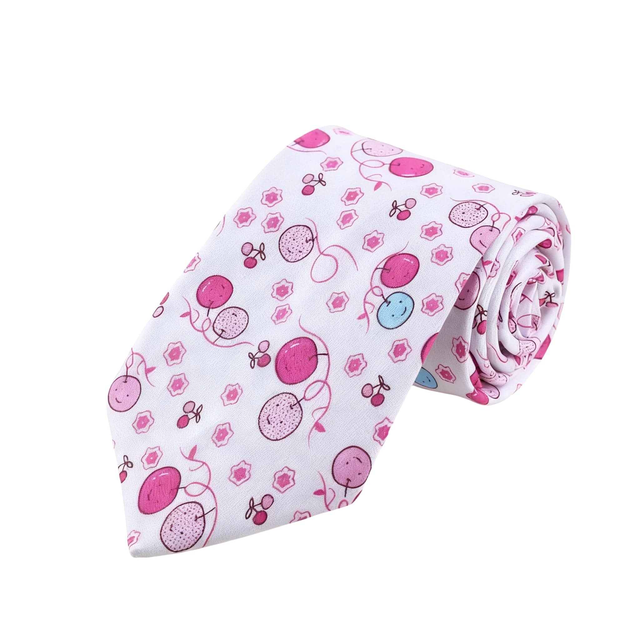 White Pink Cherry Tie
