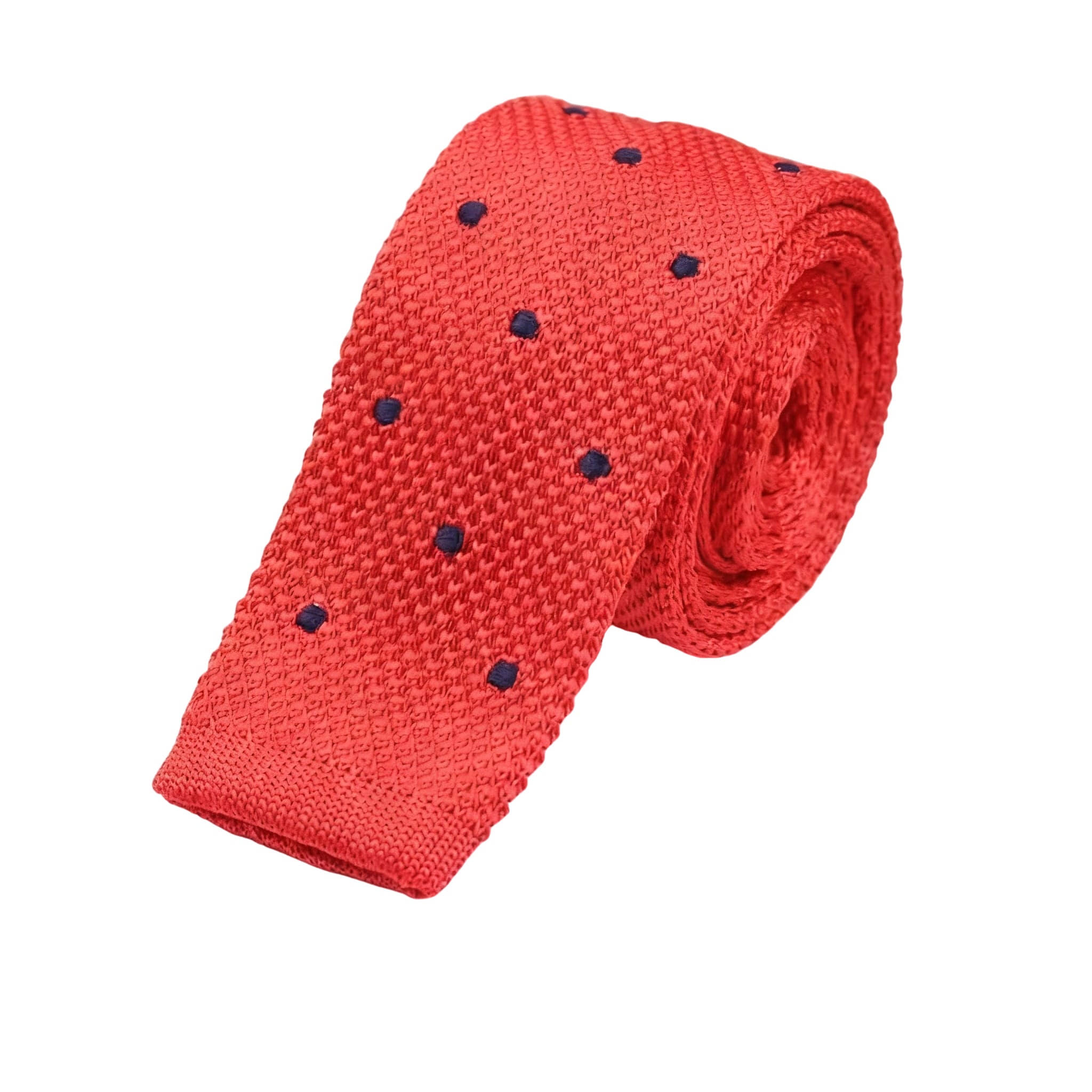 Red Navy Dotted Knitted Tie