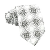 White Black Geometric Necktie