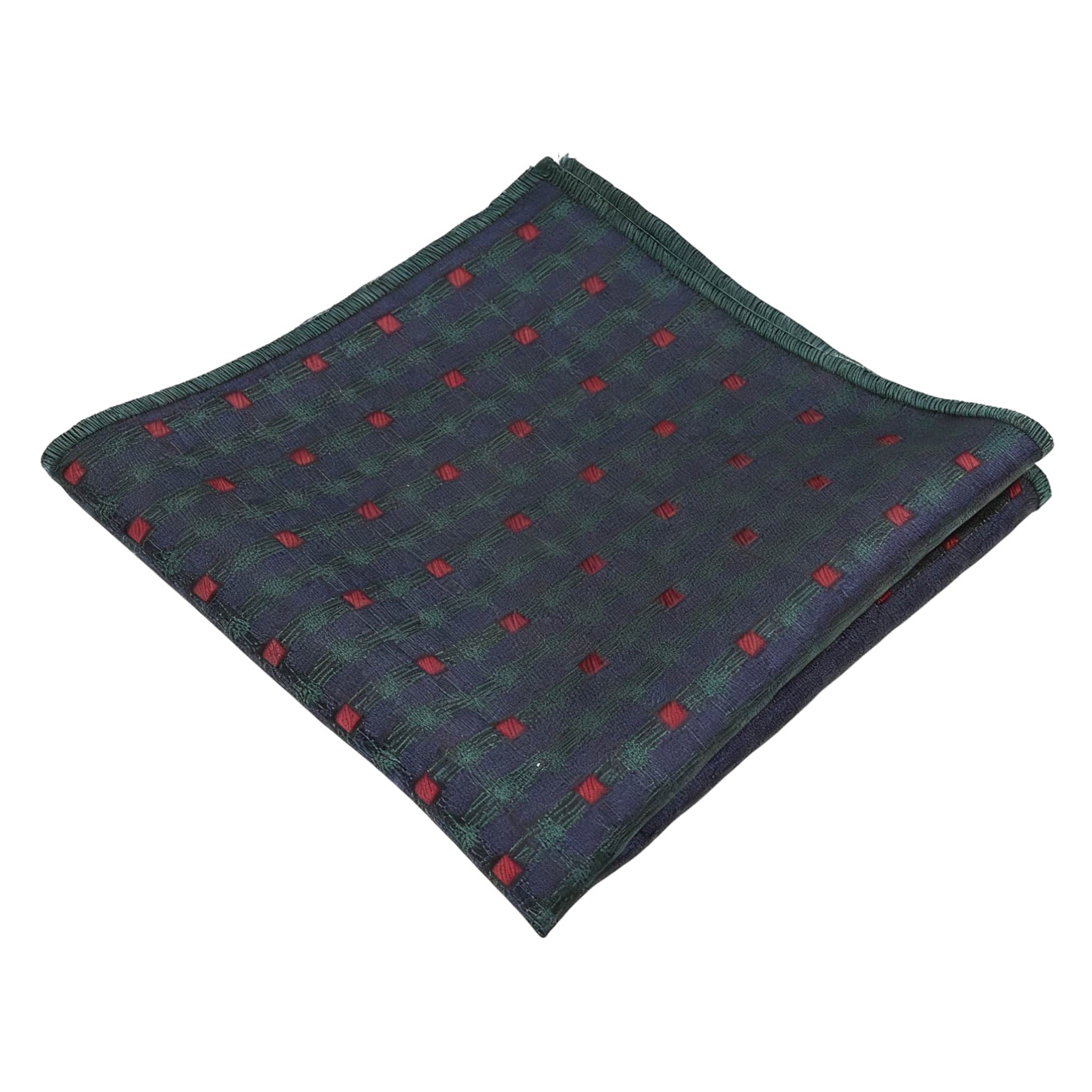 Navy Blue Red Plaid Pocket Square