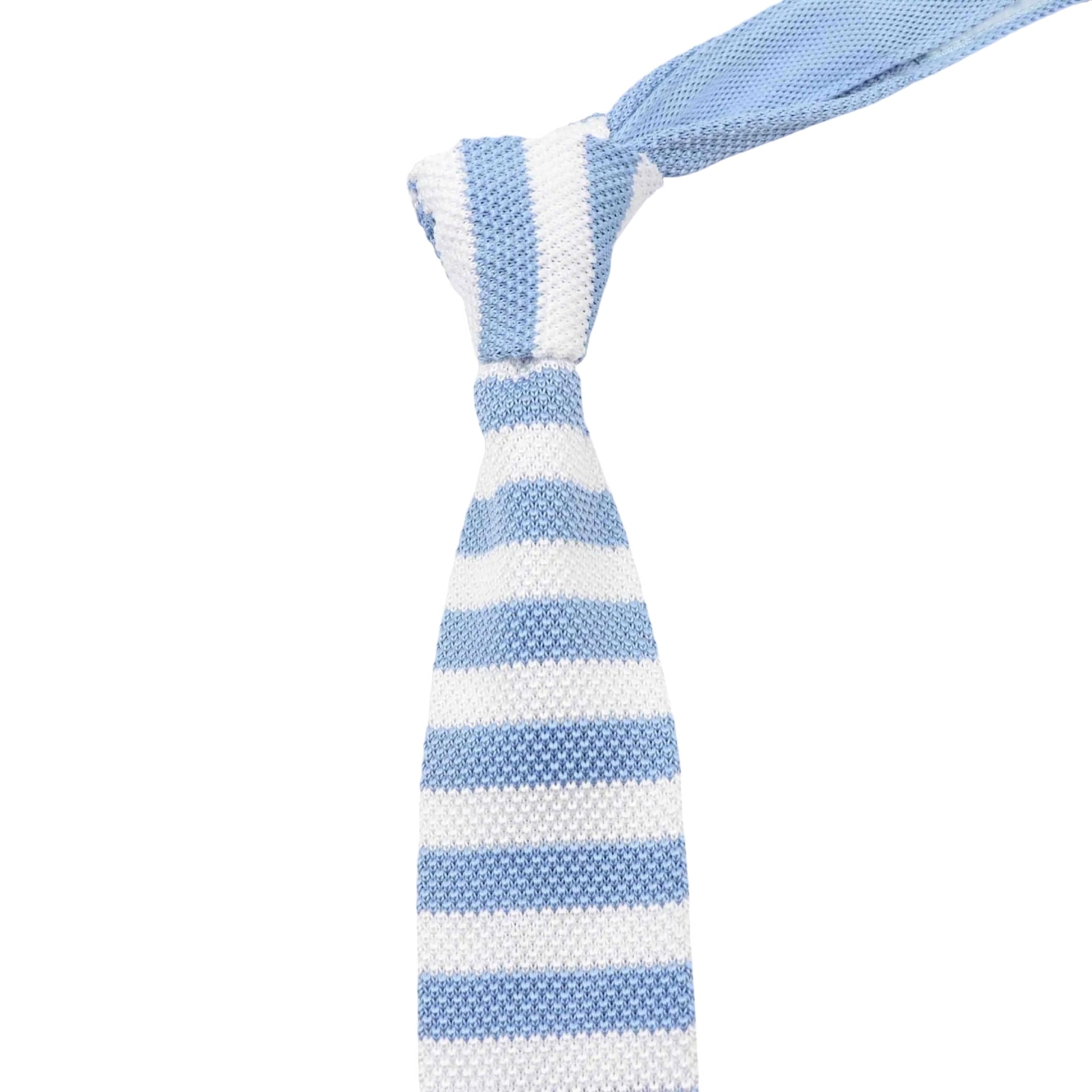 Light Blue White Stripe Knitted Tie