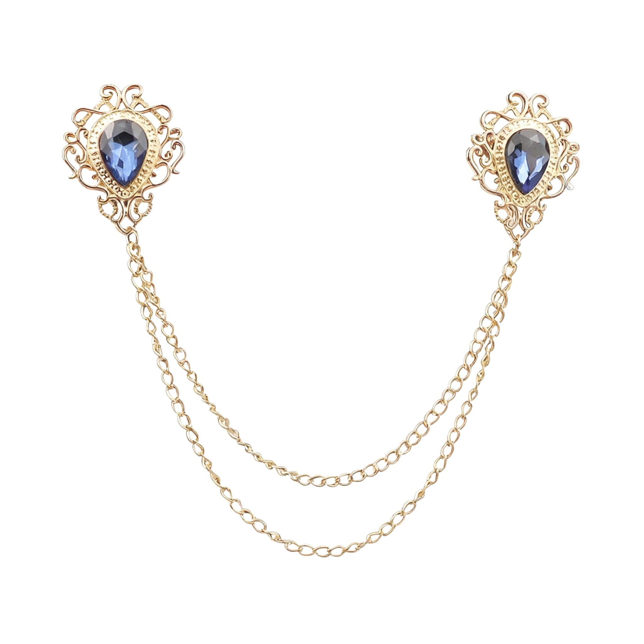 Gold Blue Rhinestone Accessorie