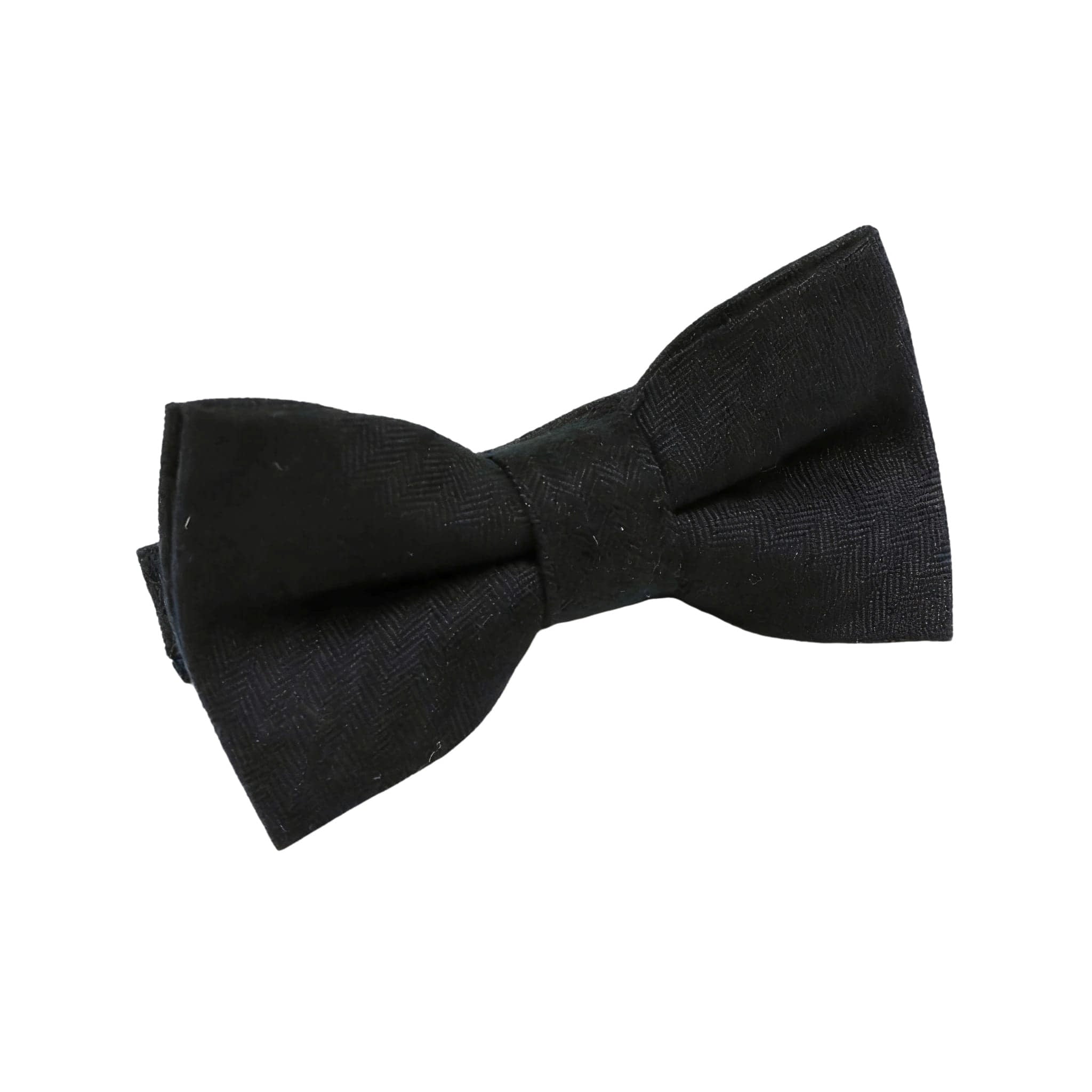 Black Herringbone Bow Tie