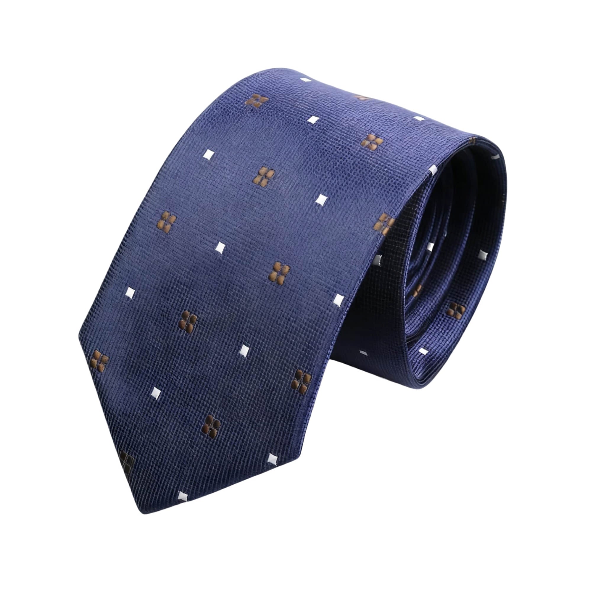 Navy Blue Brown Dotted Necktie