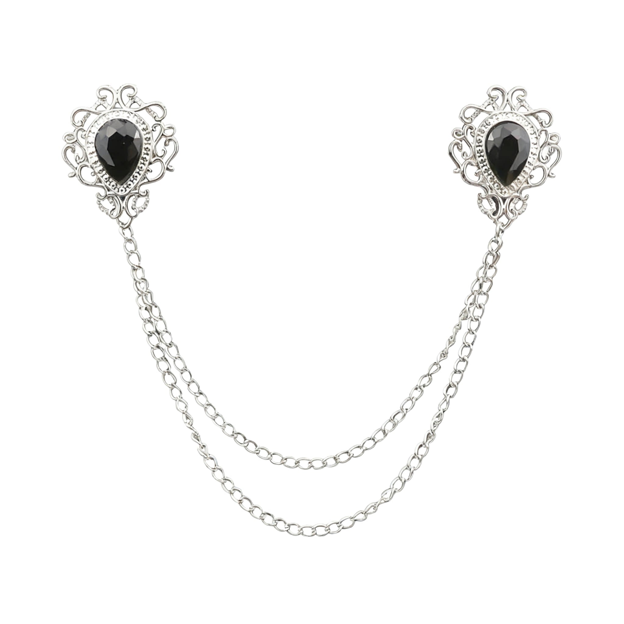Silver Black Rhinestone Accessorie