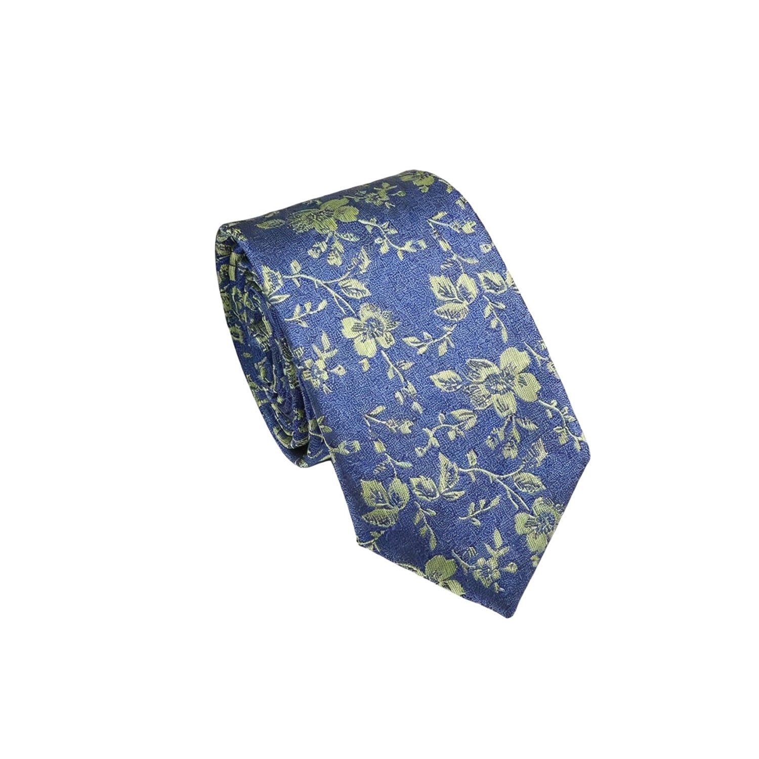 Blue With Green Floral Necktie