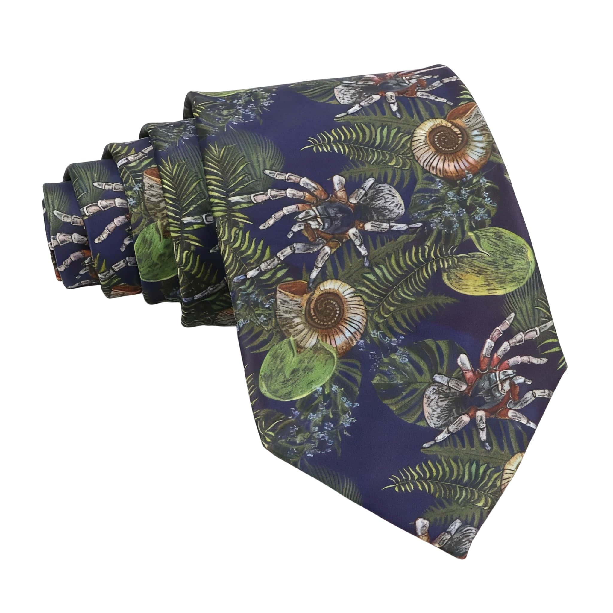 Navy Blue Green Spider Necktie