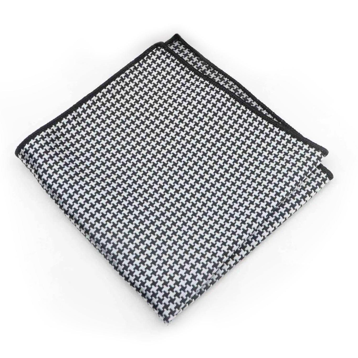 Black White Houndstooth Pocket Square for Men