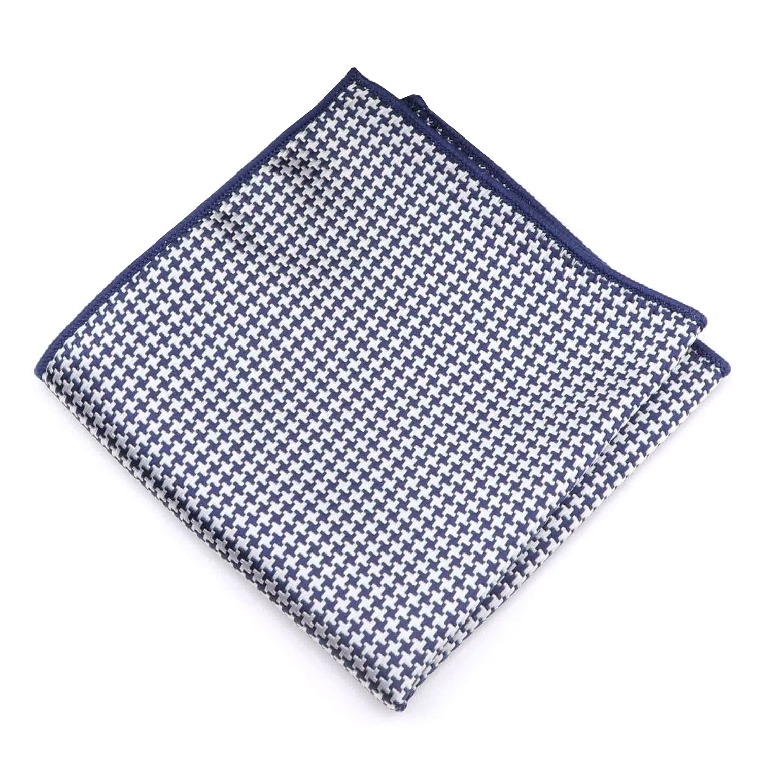 Navy White Houndstooth Pocket Square for Men