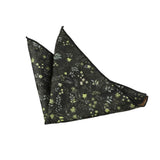 Black Green Floral Pocket Square