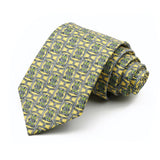Yellow Vintage Ornamental Print Tie for Men