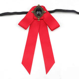 Vintage Palace Neck Bow for Women, Satin Long Streamer Gem Bow Collar Accessory