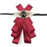 Vintage Bow Tie for Lady, Satin Lace Wing Gem Brooch  Neck Bow