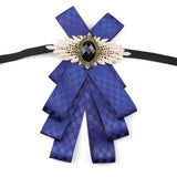 Vintage Bow Tie for Lady, Satin Lace Wing Gem Brooch  Neck Bow