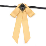 Vintage Palace Neck Bow for Women, Satin Long Streamer Gem Bow Collar Accessory