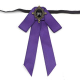 Vintage Palace Neck Bow for Women, Satin Long Streamer Gem Bow Collar Accessory