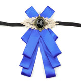 Vintage Bow Tie for Lady, Satin Lace Wing Gem Brooch  Neck Bow