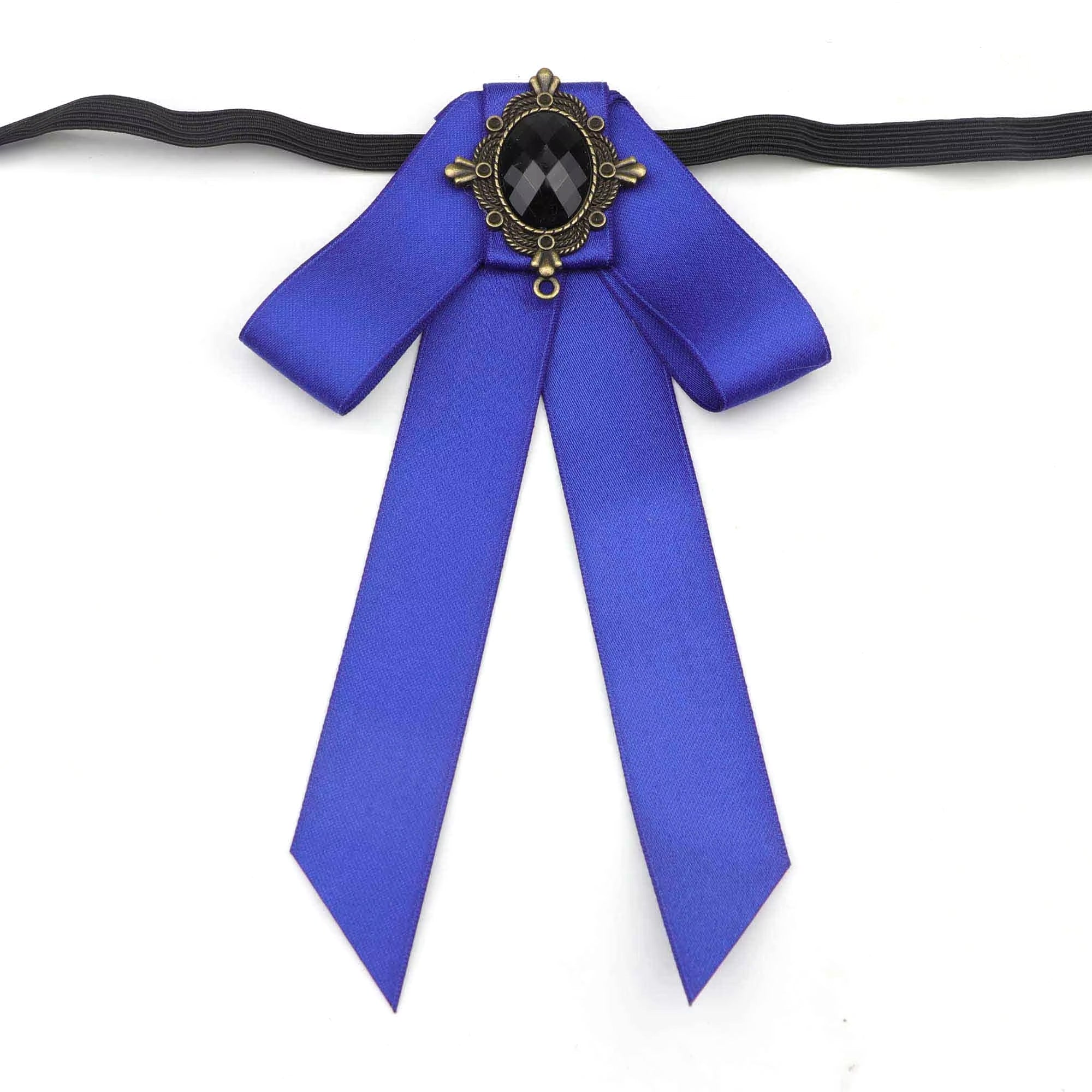 Vintage Palace Neck Bow for Women, Satin Long Streamer Gem Bow Collar Accessory
