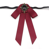 Vintage Palace Neck Bow for Women, Satin Long Streamer Gem Bow Collar Accessory