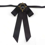 Vintage Palace Neck Bow for Women, Satin Long Streamer Gem Bow Collar Accessory