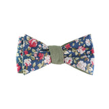 Green Floral Hand‑Tied Cotton Bow Tie for Wedding