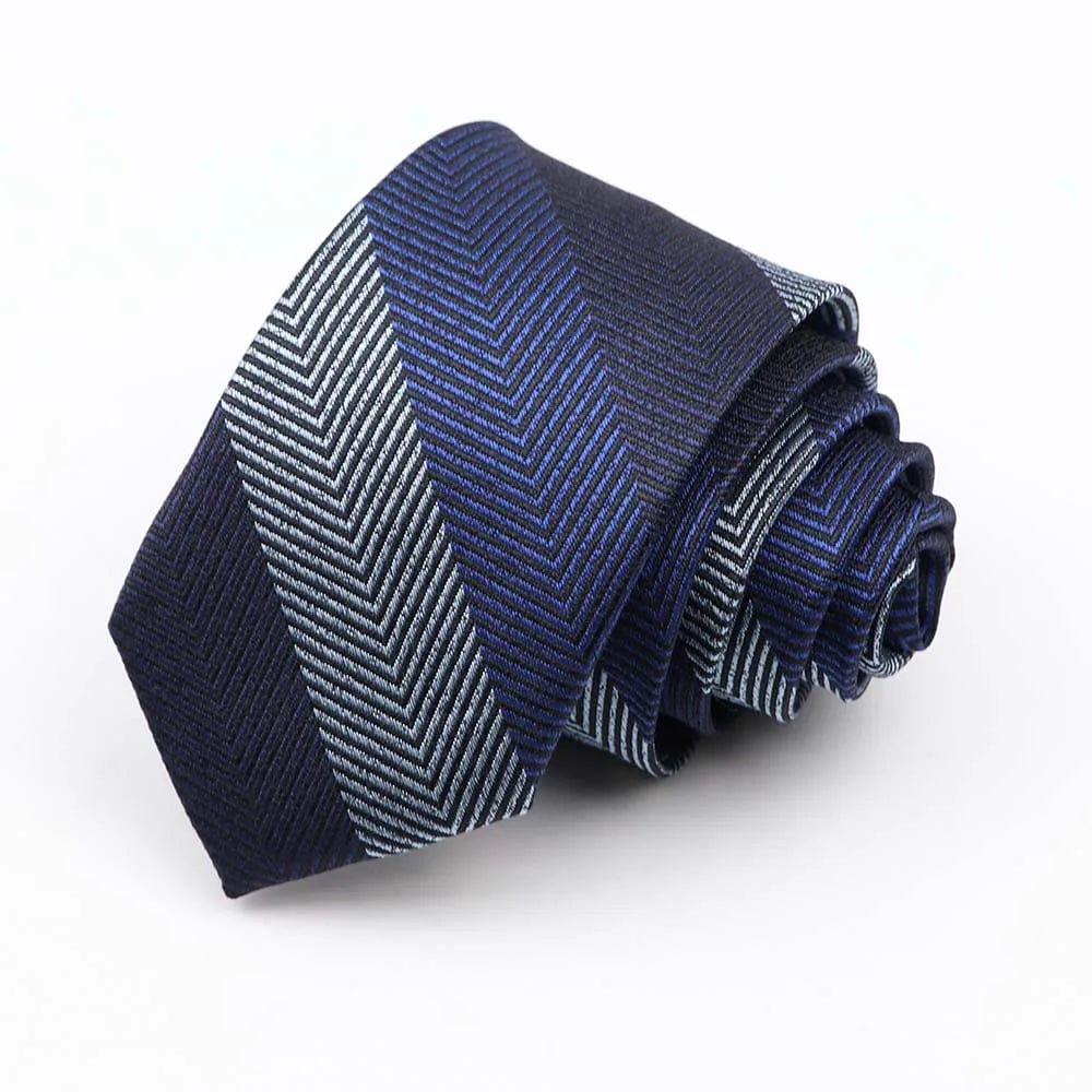 ZONFAZ Fashion Silk Necktie For Men Business Formal Jacquard Striped Skinny Tie