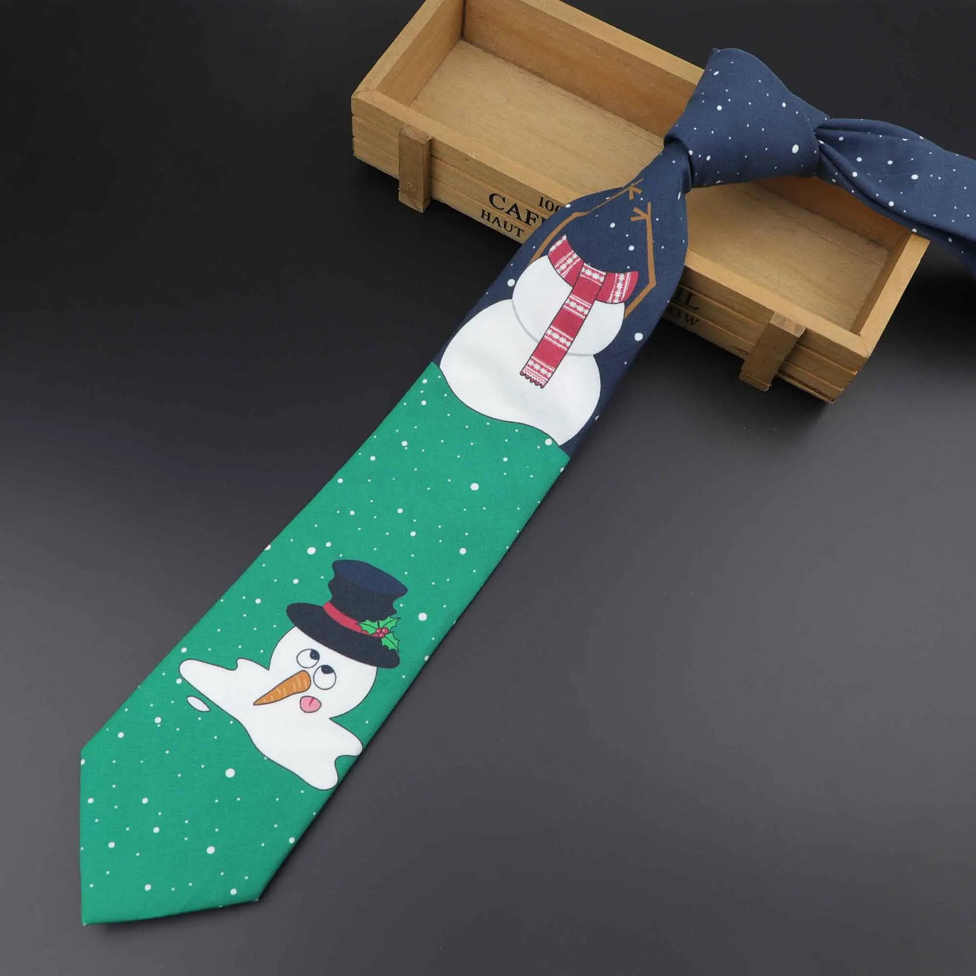 ZONFAZ Christmas Fashion Classic Ties Cotton Xmas Santa Claus Snowflake Snowman Necktie