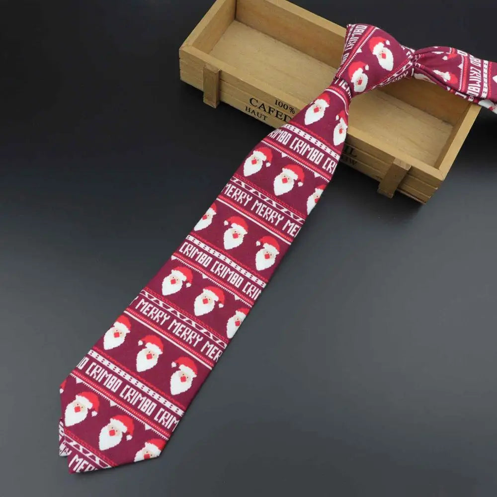 ZONFAZ Christmas Fashion Classic Ties Cotton Xmas Santa Claus Snowflake Snowman Necktie