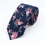 ZONFAZ Floral Ties For Men Skinny Cotton Flower Necktie 6cm Width