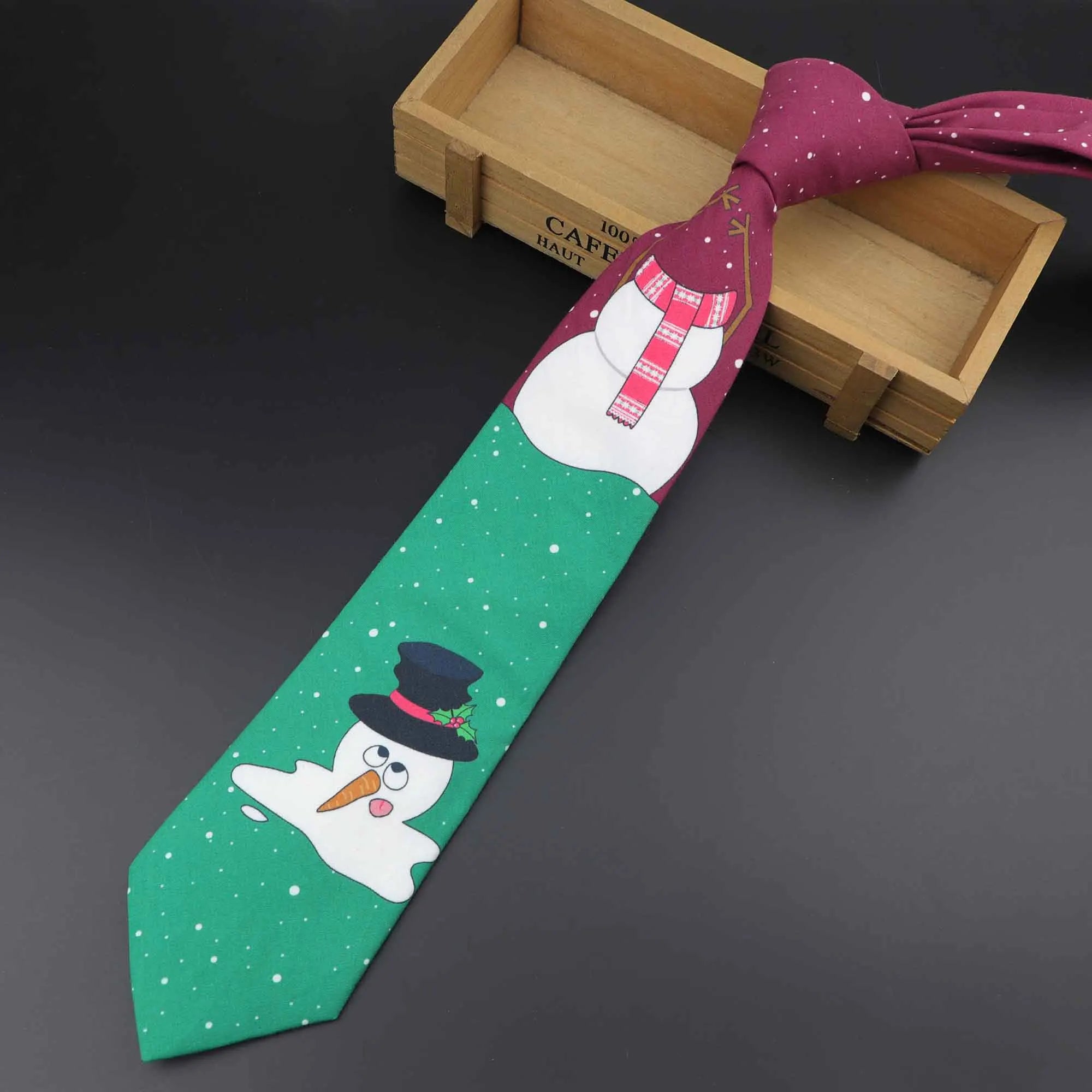 ZONFAZ Christmas Fashion Classic Ties Cotton Xmas Santa Claus Snowflake Snowman Necktie