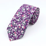 ZONFAZ Floral Ties For Men Skinny Cotton Flower Necktie 6cm Width