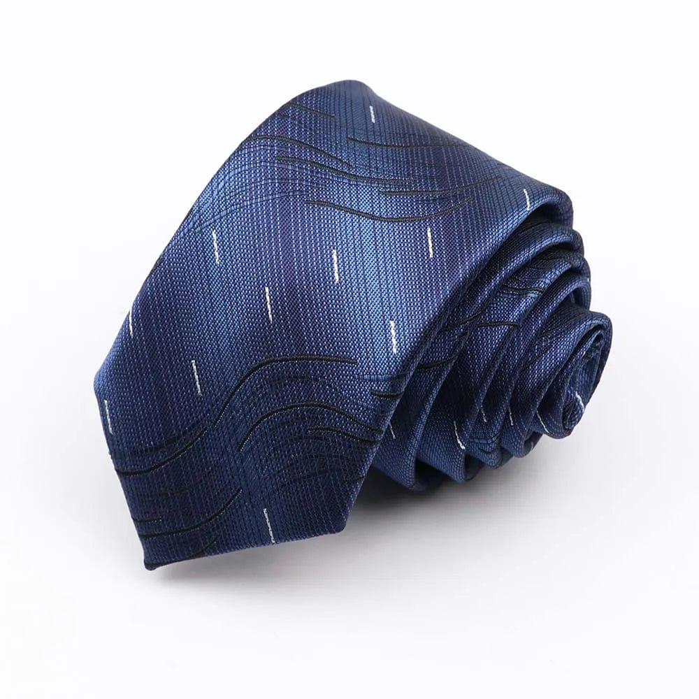 ZONFAZ Fashion Silk Necktie For Men Business Formal Jacquard Striped Skinny Tie