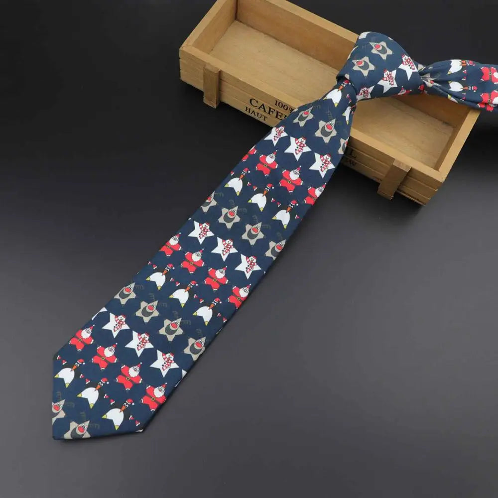 ZONFAZ Christmas Fashion Classic Ties Cotton Xmas Santa Claus Snowflake Snowman Necktie