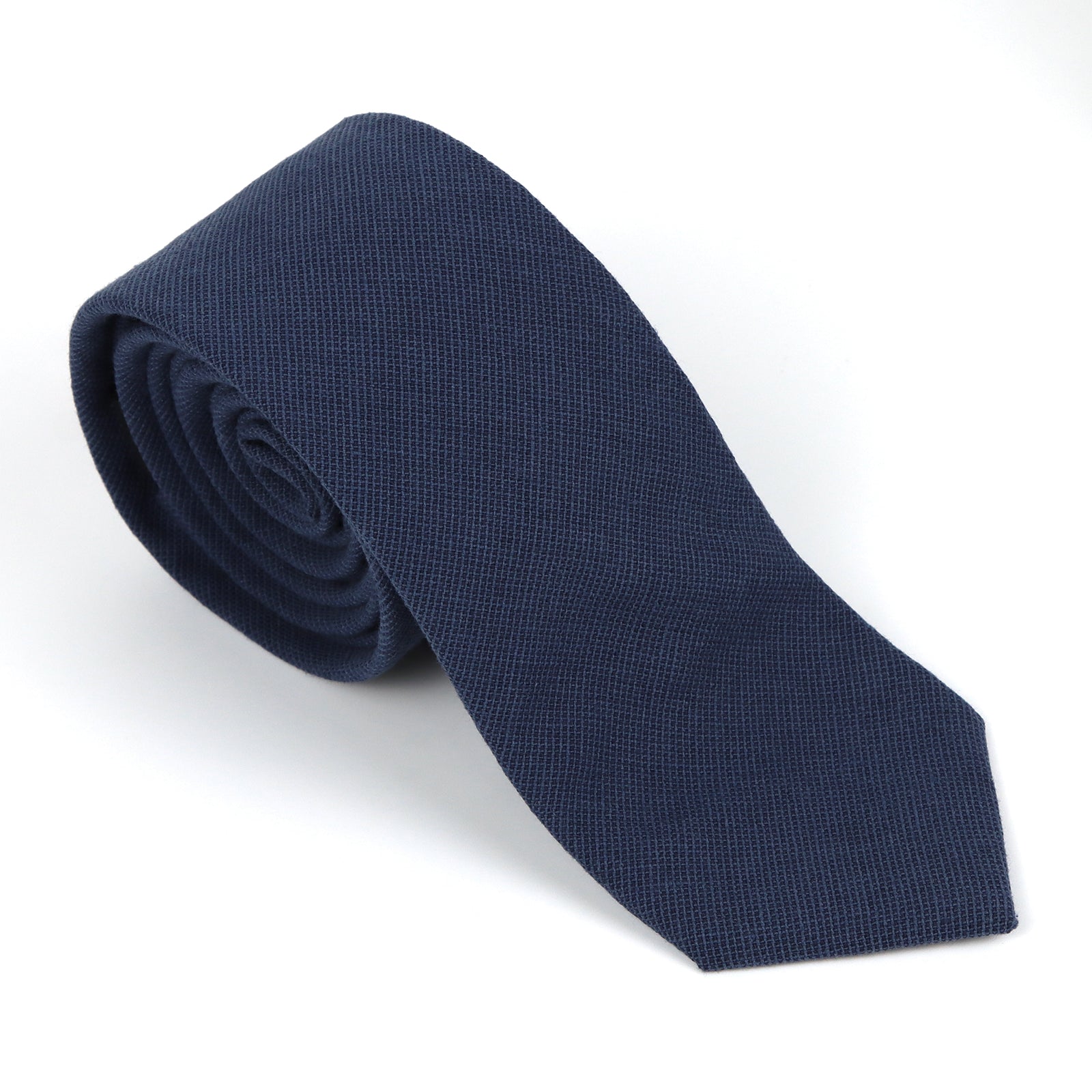 Solid Navy Blue Matte Cotton Men's Necktie