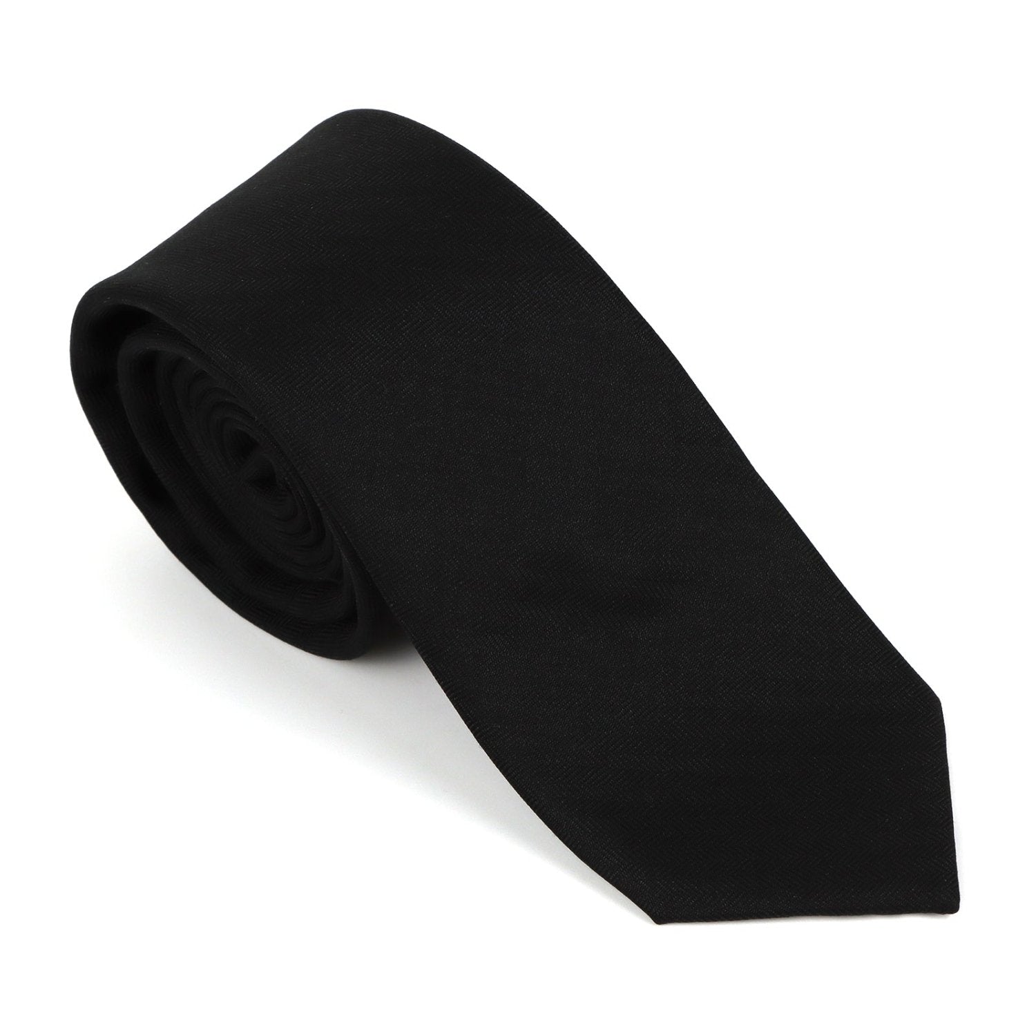 Solid Black Matte Cotton Men's Necktie
