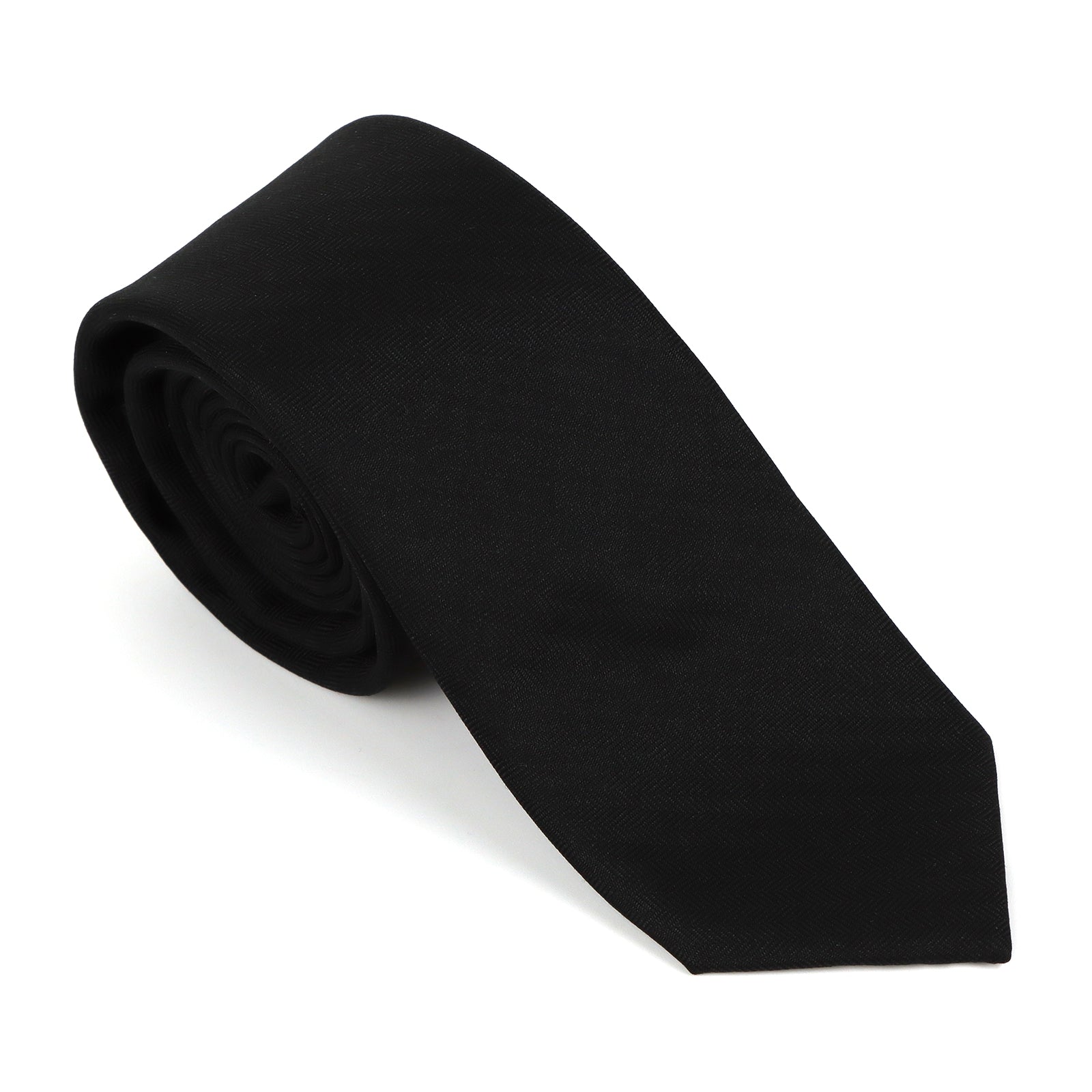 Solid Black Matte Cotton Men's Necktie