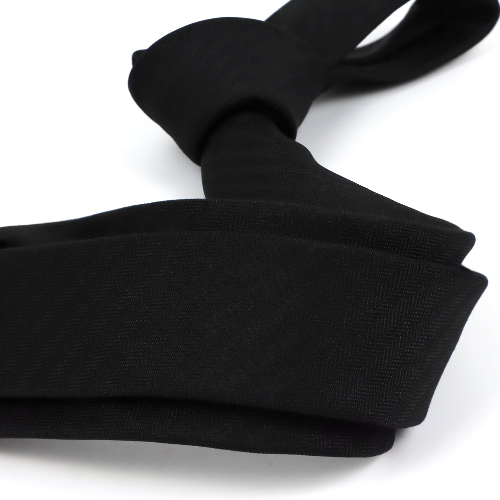 Solid Black Matte Cotton Men's Necktie