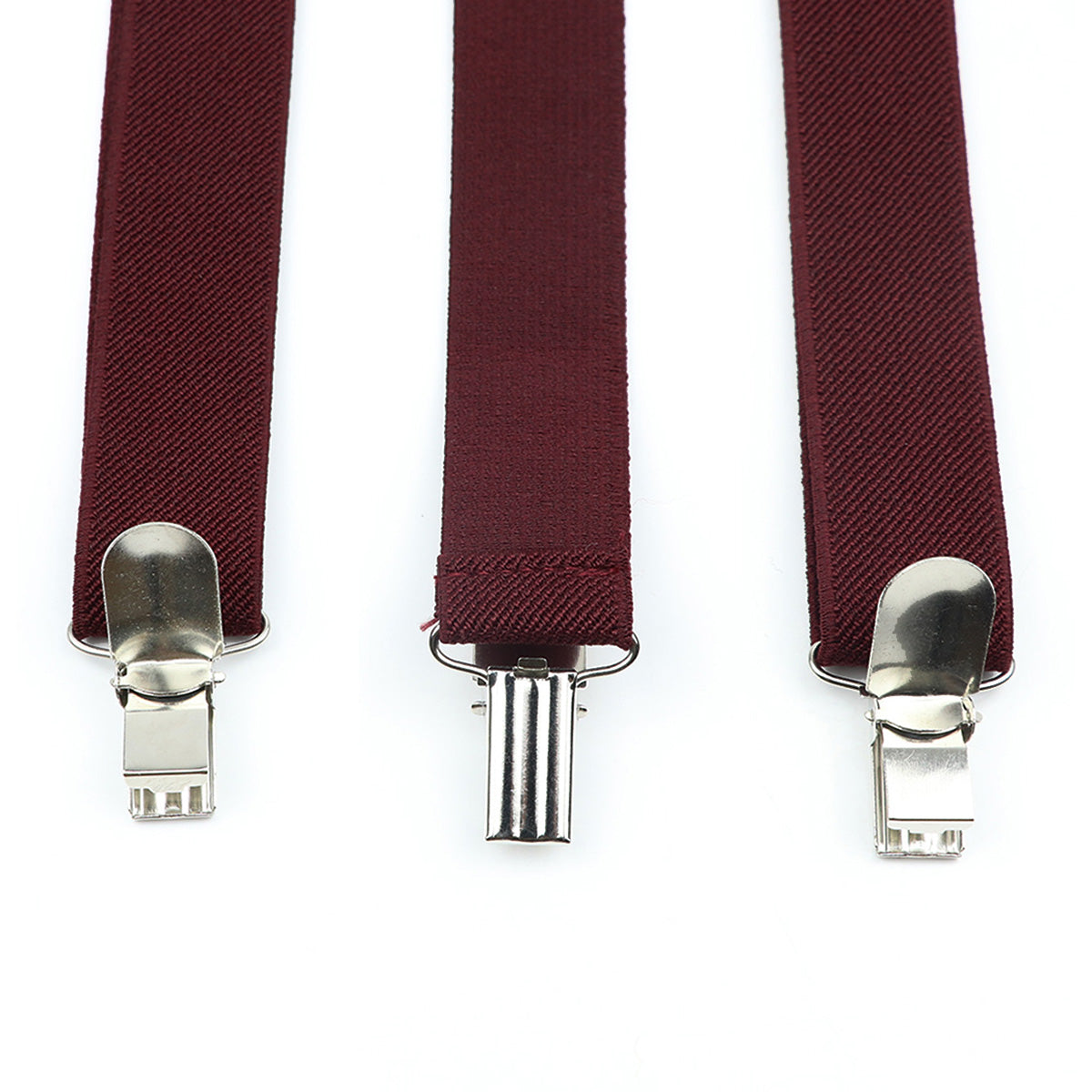 Men's Burgundy Solid Y‑Back Clip‑On Suspenders