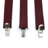 Men's Burgundy Solid Y‑Back Clip‑On Suspenders
