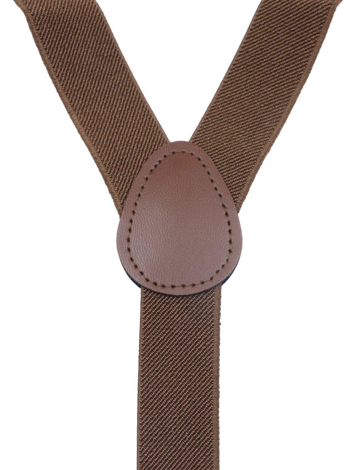 Men's Brown Solid Y‑Back Clip‑On Suspenders